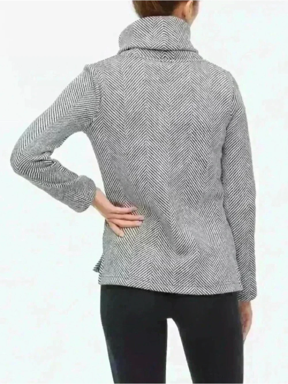 J.Crew Factory Herringbone Fleece-Lined Funnelneck Pullover Sweater Size S